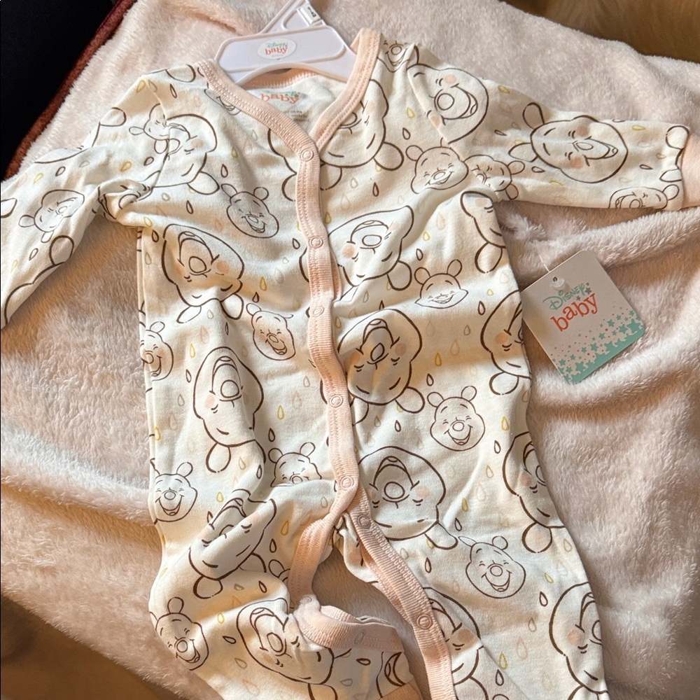 Disney Cream Bear Print Footie